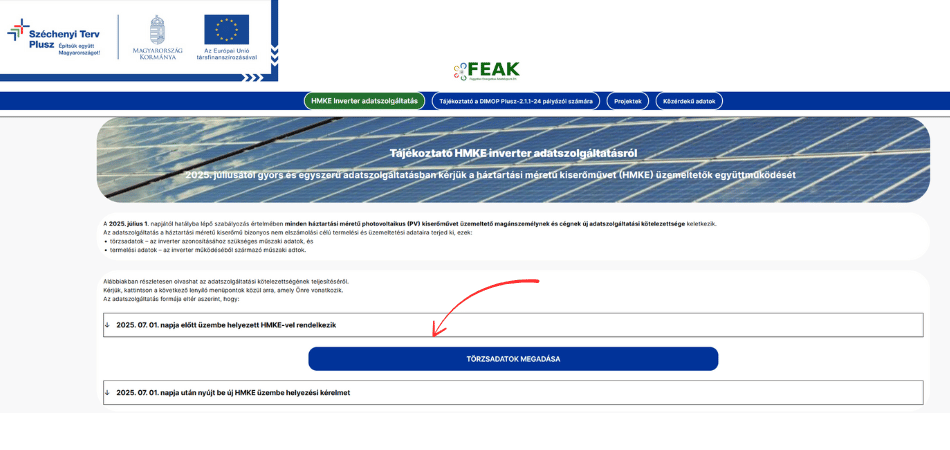 Adatszolgáltatás Feak.hu